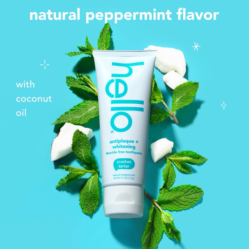 hello Antiplaque Fluoride Free Whitening Toothpaste and Peace Out Plaque Alcohol Free Mouthwash Pack, Includes Two 4.7 Oz Whitening Toothpastes and One 16 Fl Oz Fluoride Free Mouthwash - Image 4